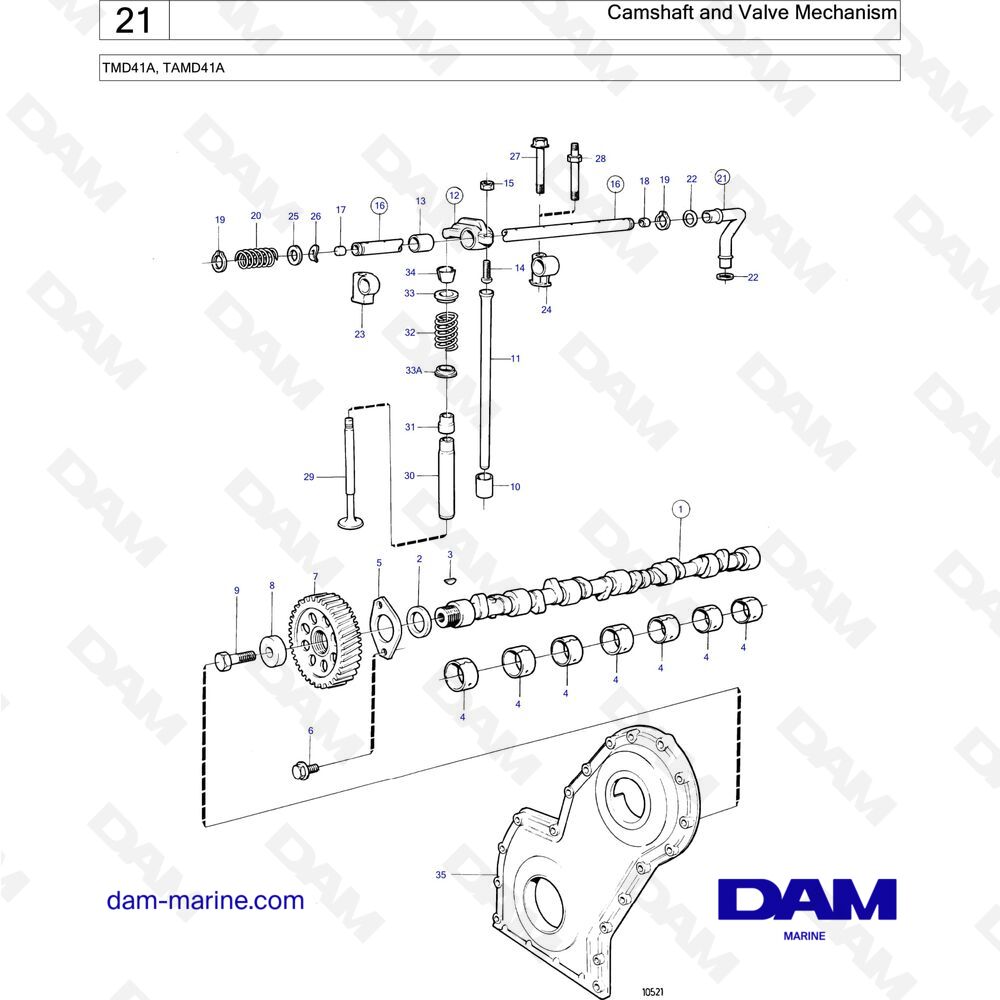 Spare parts and exploded views for Volvo Penta TAMD41B